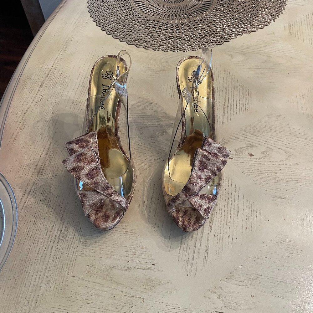 J Renee Clear Vinyl Cheetah Shoes & Purse